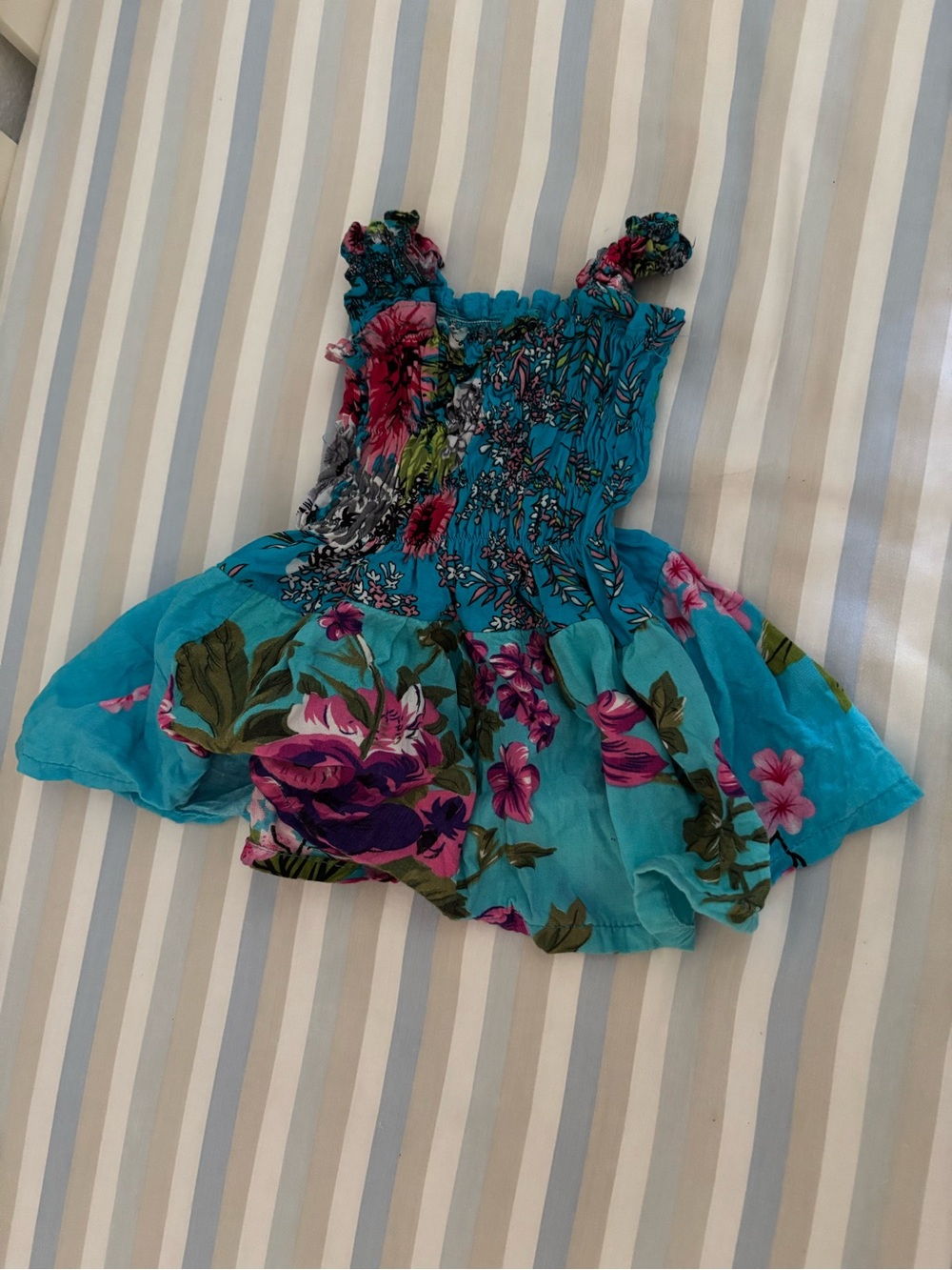 NWOT Baby Floral Smocked Turquoise Dress